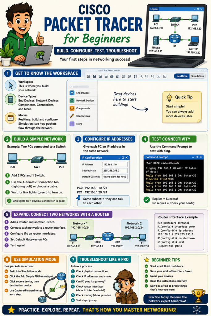 Beginner Friendly Cisco Packet Tracer Cheat Sheet