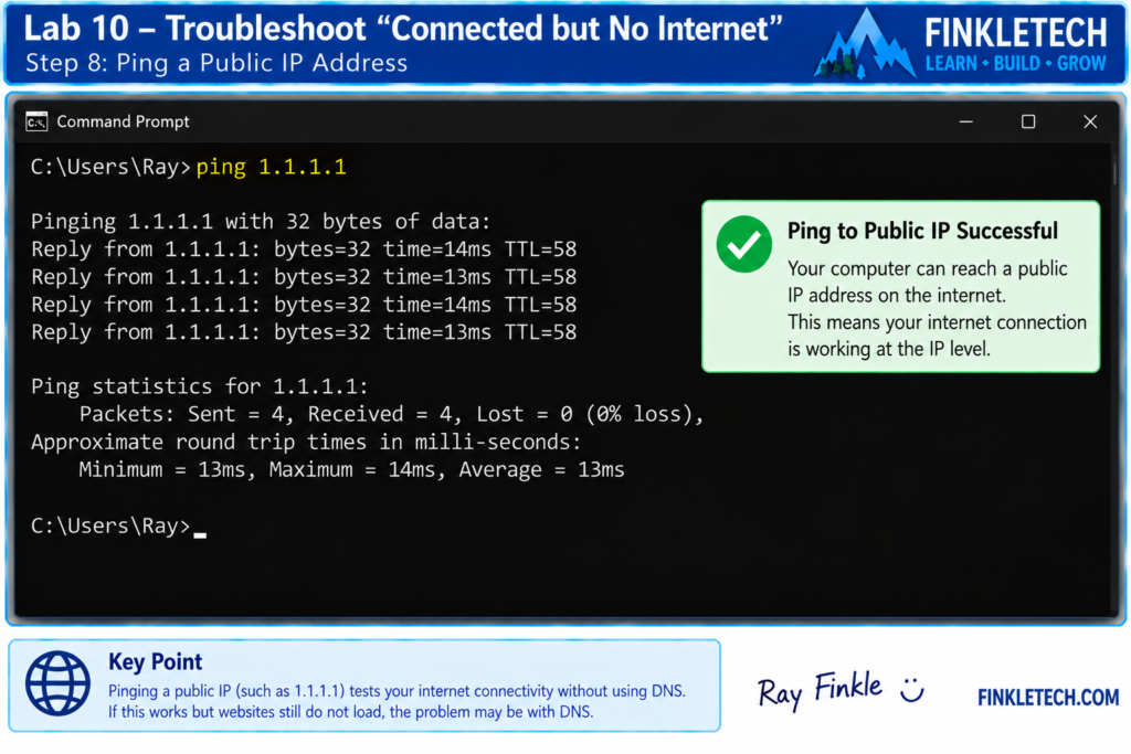 ping public IP result