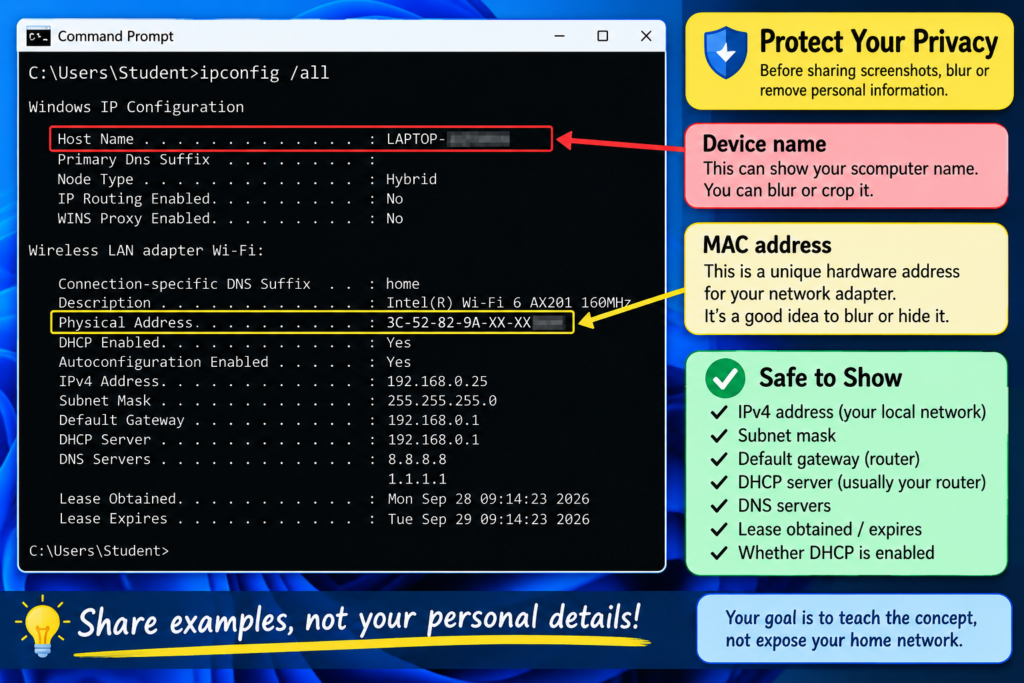 Device name and MAC address