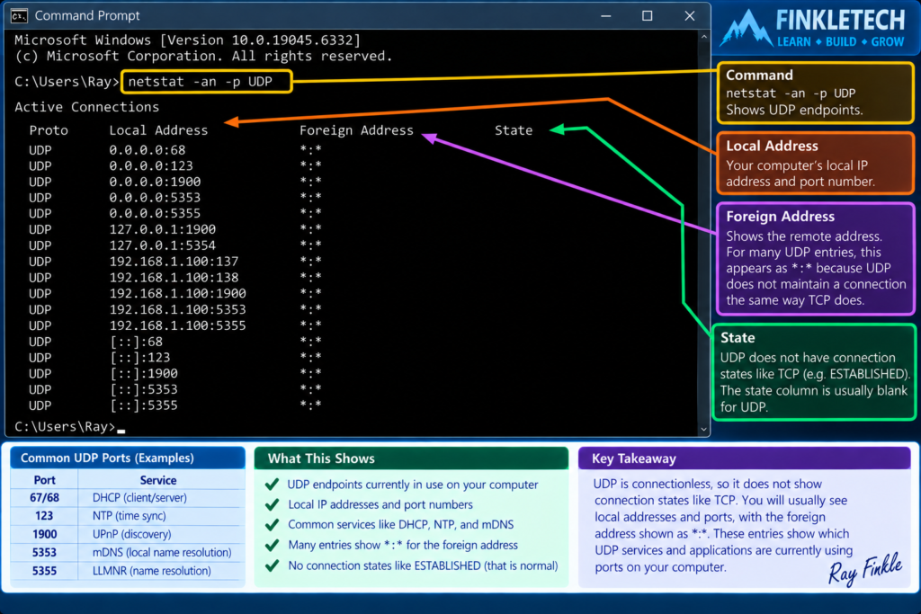 optional UDP netstat output